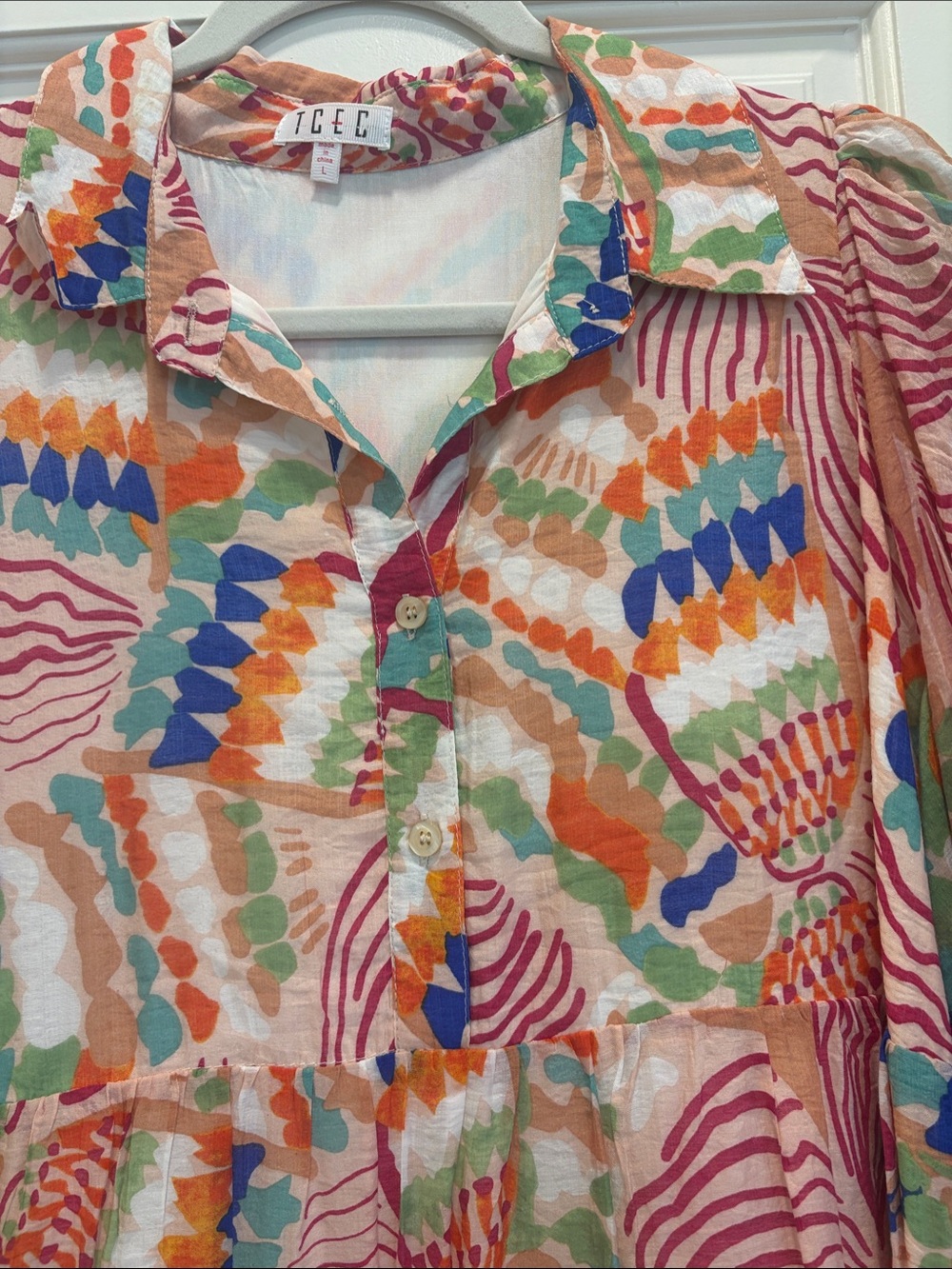 Colorful Printed Tiered Midi Dress - Multicolor - Picture 3 of 7